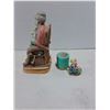 Image 2 : (2) Vintage Porcelain Ornaments (Old Woman with Puppy Plays Music)