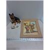 Image 1 : Framed 10.5" x 12.5" "Children" Print, German Shepherd & Mini Ornaments