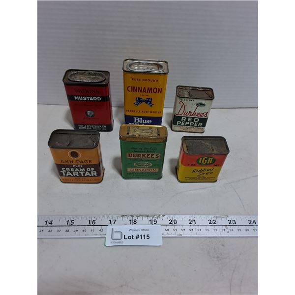 (6) Vintage Product Tins - Some have Contents