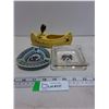 Image 1 : Vintage "Ireland & Stewart" Ash Trays & Indigenous Styled Canoe Ornament