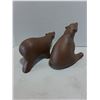 Image 2 : (2) Urban Barn Wood Looking Bear Ornaments