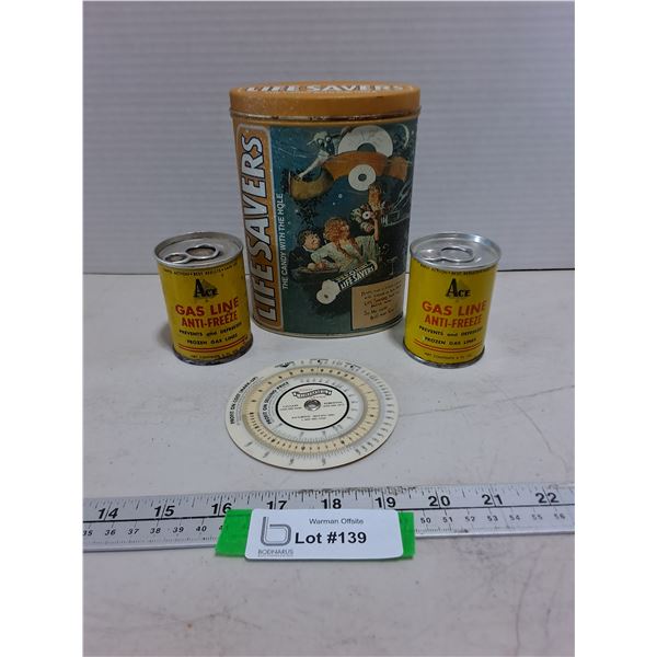 Vintage Product Tins & Grimm's Sausage "Profit Wheel"