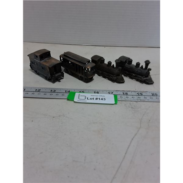 (4) Brass Replica Train Engines & Cars