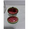 Image 3 : (2) Fossil Tins, Ornamental "Watermelon" Jewelry Box