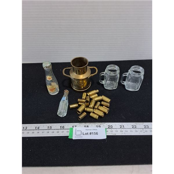 Miniature Memorabilia, Brass Mini Milk Can, Assorted Shell Casings