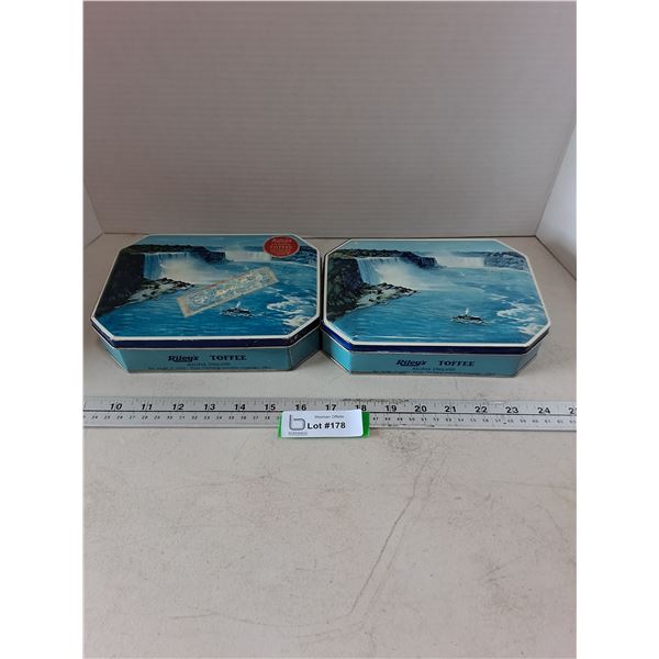 (2) Riley's Toffee Tins
