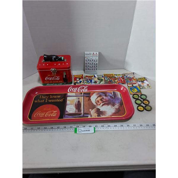 Coca-Cola 19" x 8.5" Metal Serving Tray, Lunch Kit, Assorted Magnets