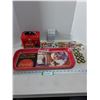 Image 1 : Coca-Cola 19" x 8.5" Metal Serving Tray, Lunch Kit, Assorted Magnets