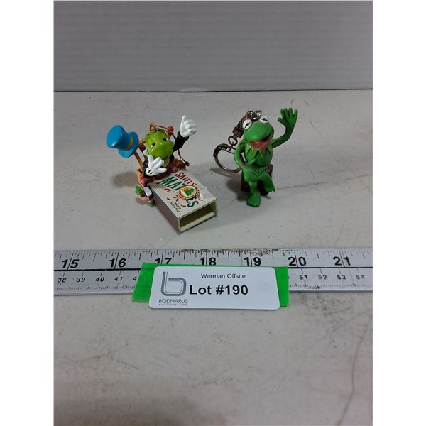 Jiminy Cricket Resin Ornament & Kermit Keychain