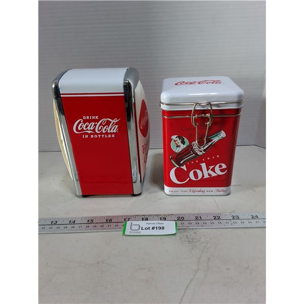 (2) Coca-Cola Napkin Holder & Sealer Tin