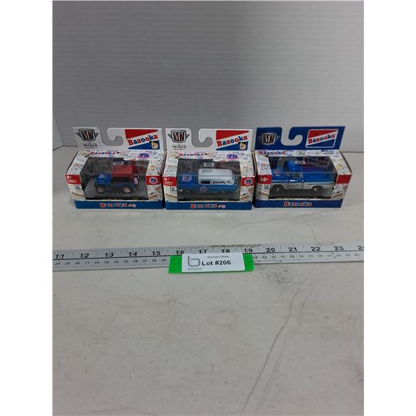 (3) NIB "Bazooka" Replica Die-Cast Vehicles
