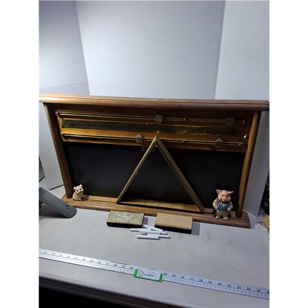 Vintage National Snooker Blackboard Scoreboard w/Accessories & Pig Ornaments - Cannot Ship
