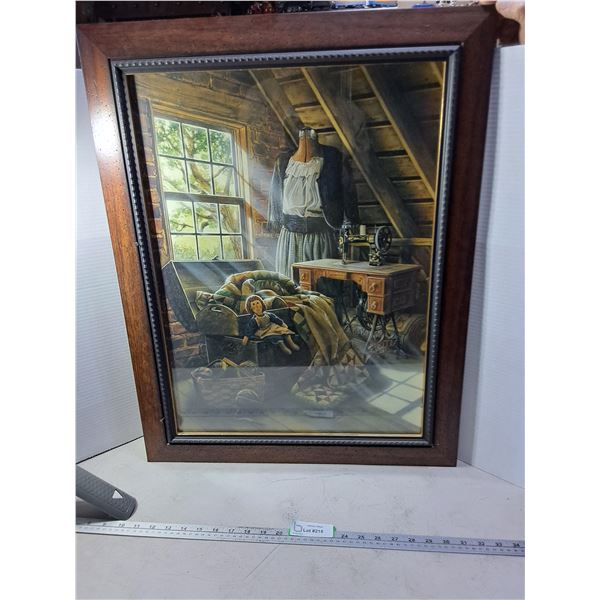 Wood Framed "Sewing Room" Print - 23" x 29" - PICK UP ONLY