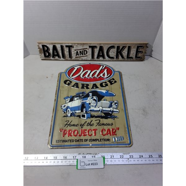 (2) "Open Road" Wall Mount Signs (Fishing & Garage)