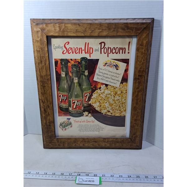 Wood Framed 1954 7UP Advertisement - 14" x 17"