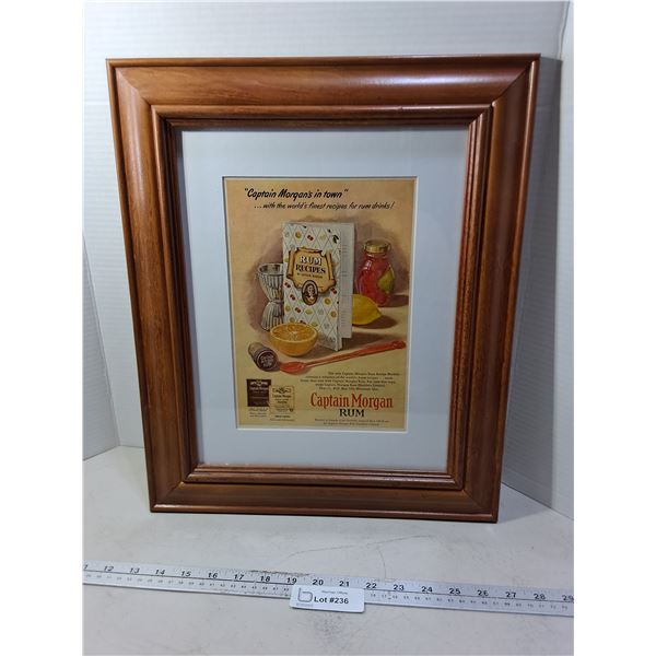 Wood Framed 1953 Captain Morgan Advertisement- 15" x 18"