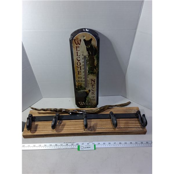 Unique Wavelength 24" Coat Rack, Metal 17" Thermometer