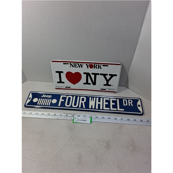 (2) Metal Decor (NY & Jeep Plates)