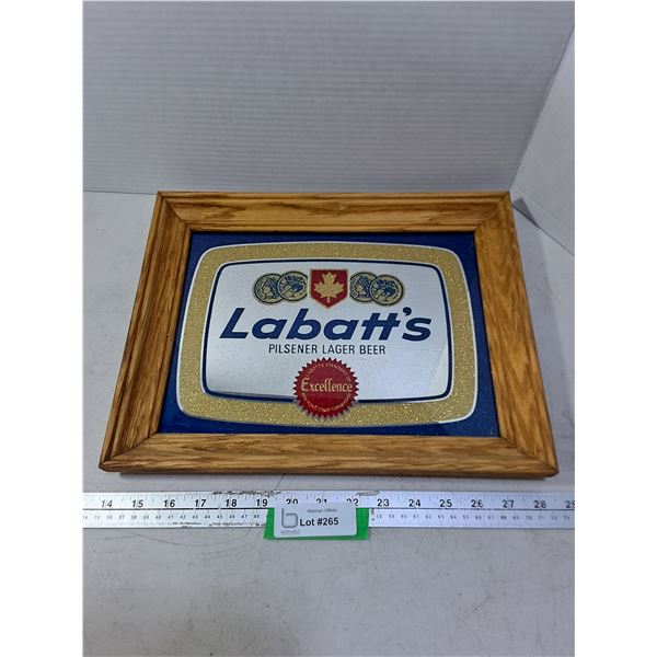 Wood Framed 14" x 11" Labatt's Beer Mirror Decor