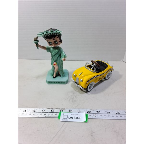 New York Memorabilia (Betty Boop Statue of Liberty Bobblehead & Die-Cast Yellow Taxi Ornaments)