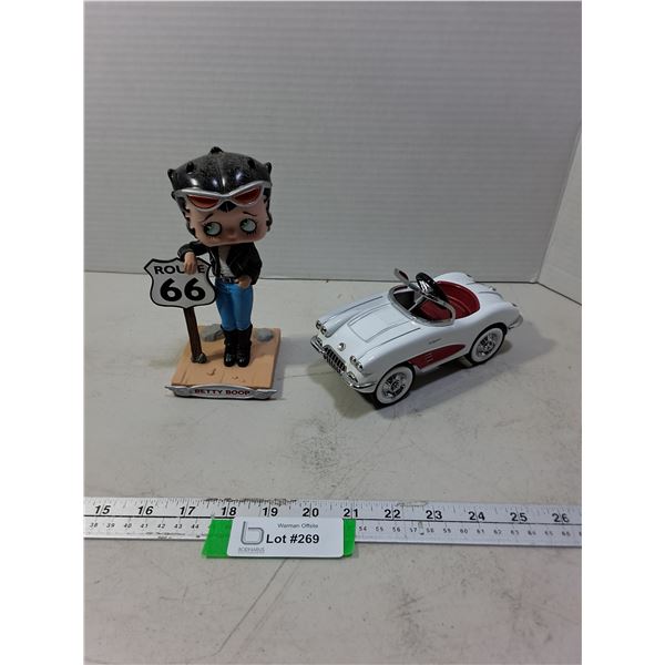 American Memorabilia (Betty Boop "Route 66" Bobblehead & Die-Cast 1958 Corvette Ornaments)