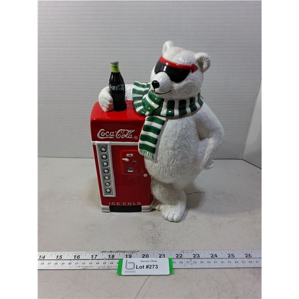 Coca-Cola 1997 "Animal Edition" Porcelain Polar Bear w/Coke Machine" Cookie Jar