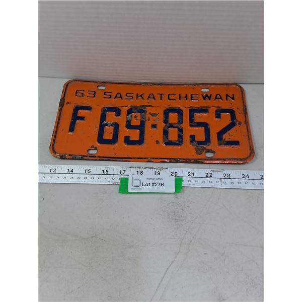 1963 Saskatchewan License Plate