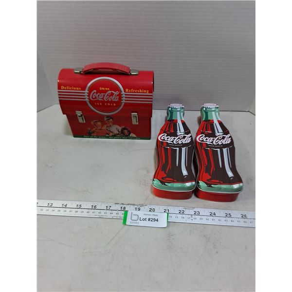 (3) Coca-Cola Tins Including Lunch Box - Missing Latch