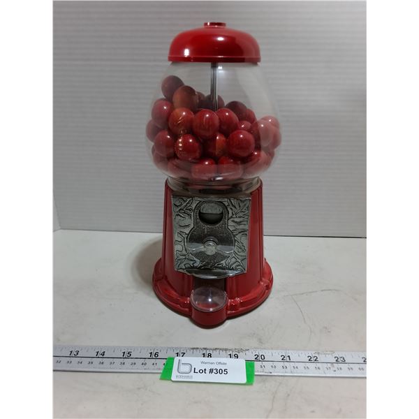 Metal Gumball Machine w/Red Gumballs
