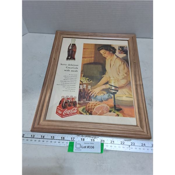 Wood Framed Vintage Coca-Cola Advertisement- 12" x 15"