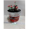 Image 1 : Metal Coca-Cola Ice Bucket w/8 355ml Full Coke Bottles - PICK UP ONLY