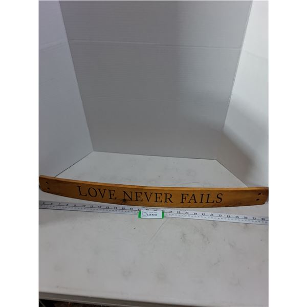 Carson Wooden "Love Never Fails" Wall Plaque - 29" Length - PICK UP