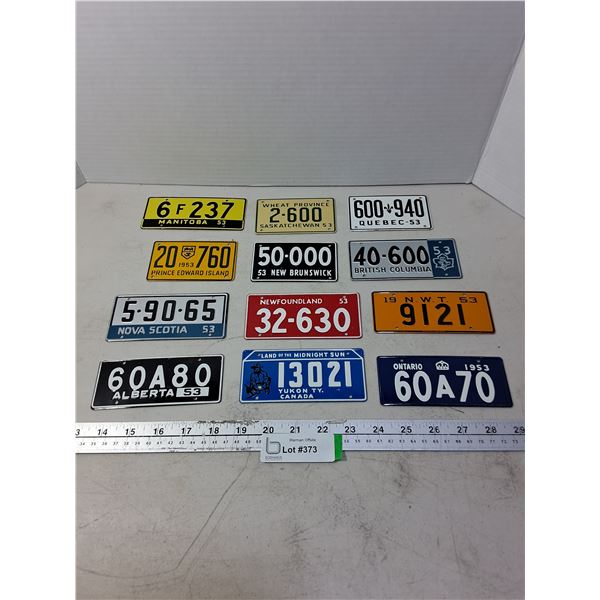 (12) Mini Canadian Provinces License Plates