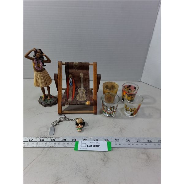 Hawaiian Inspired Memorabilia Including Shot Glasses