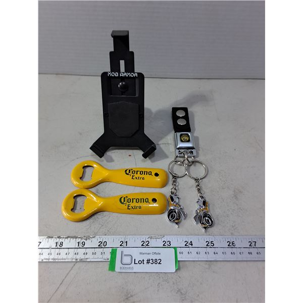 Super Bee Belt Keychain, Corona Bottle Openers, Mob Armor Phone Mount