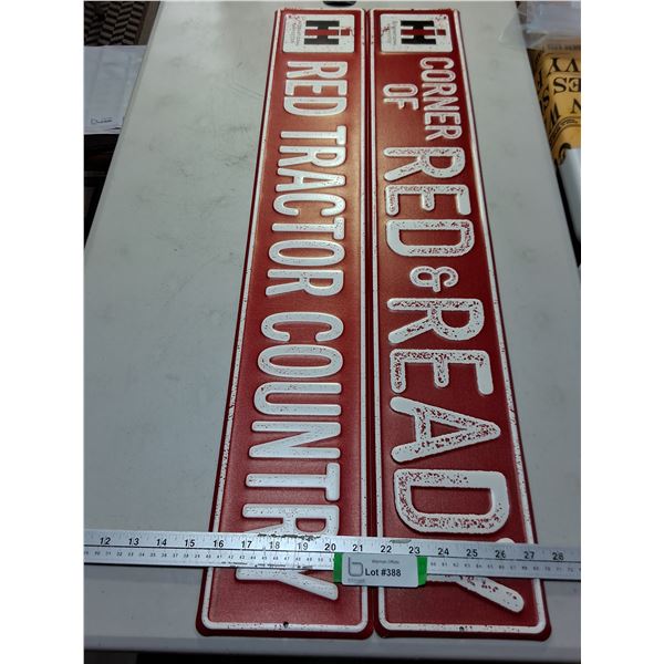 (2) Retro International Harvester Metal 36" Signs - PICK UP ONLY