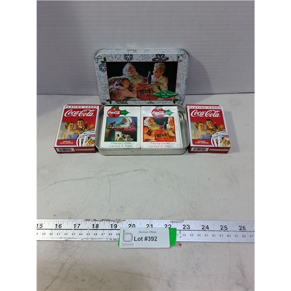 (4) Packs of Coca-Cola Playing Cards & Tin
