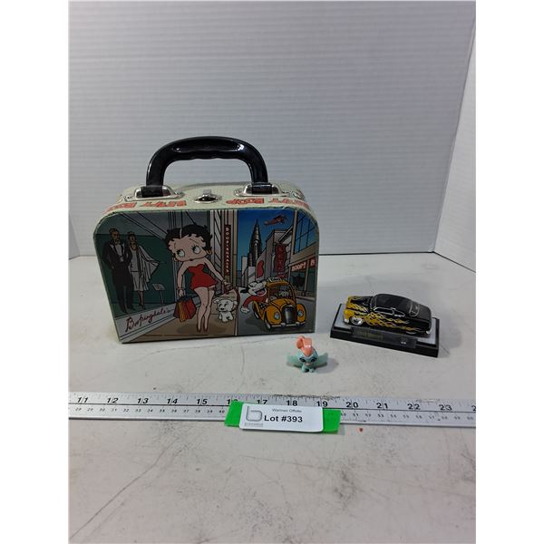 Betty Boop Lunch Box, Replica Die-Cast Mounted 1949 Mercury Car, Small Ornament