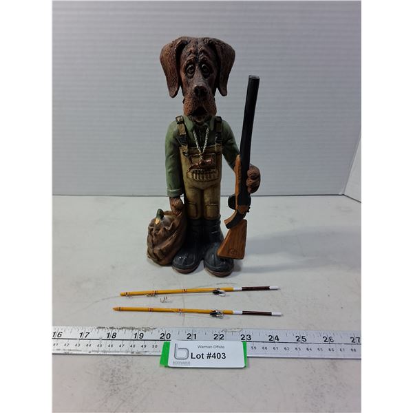 Ducks Unlimited "Dog Hunter" Resin Ornament, Mini Fishing Rods