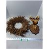 Image 1 : Faux Feather Wreath, Plastic Trophy Deer
