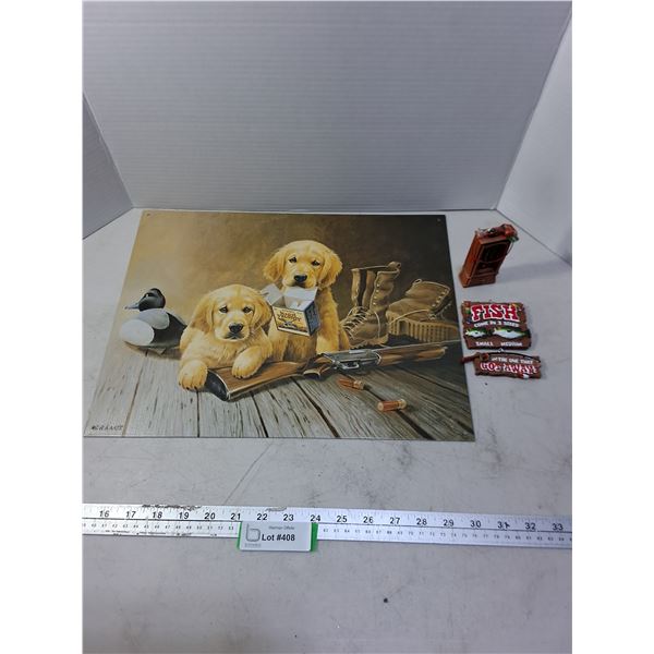 Metal LR Kaatz 16" x 13" "Hunting Dogs" Wall Poster, Hunting Inspired Ornaments
