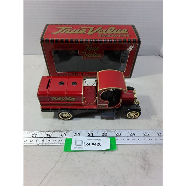 ERTL Replica Die-Cast Coin Bank "True Value Hardware" 1919 GMC Tanker Truck w/Original Box
