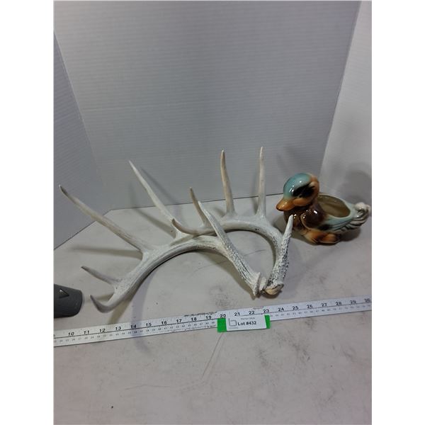 Pair of Faux Antlers, Porcelain Duck Stationery Holder - PICK UP