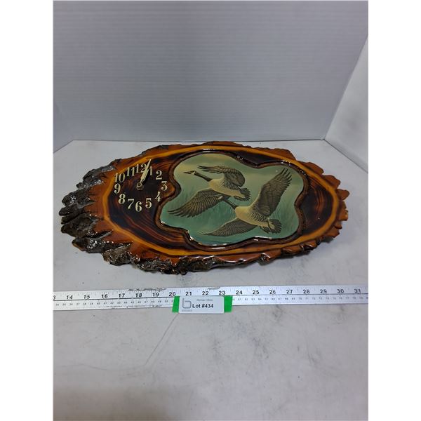 Wood Slab "Canada Geese" Wall Clock