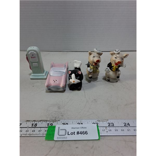 (5) Assorted Porcelain Shakers