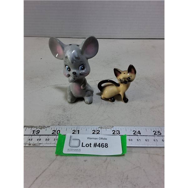Porcelain Cat & Mouse Shaker Set