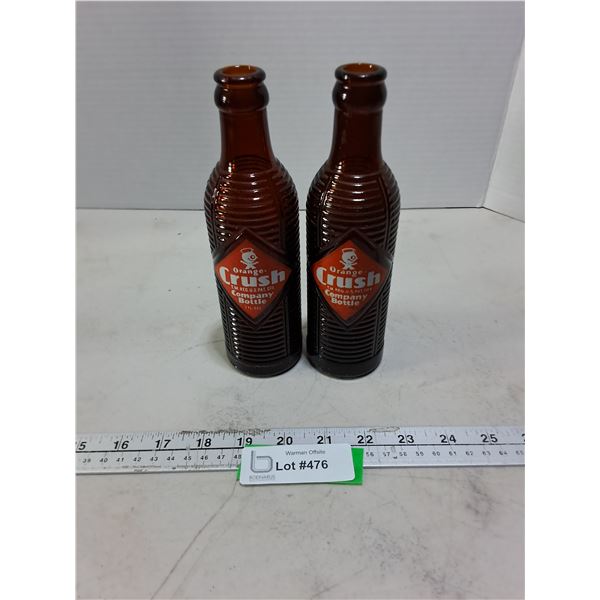 (2) Vintage Orange Crush Glass Bottles