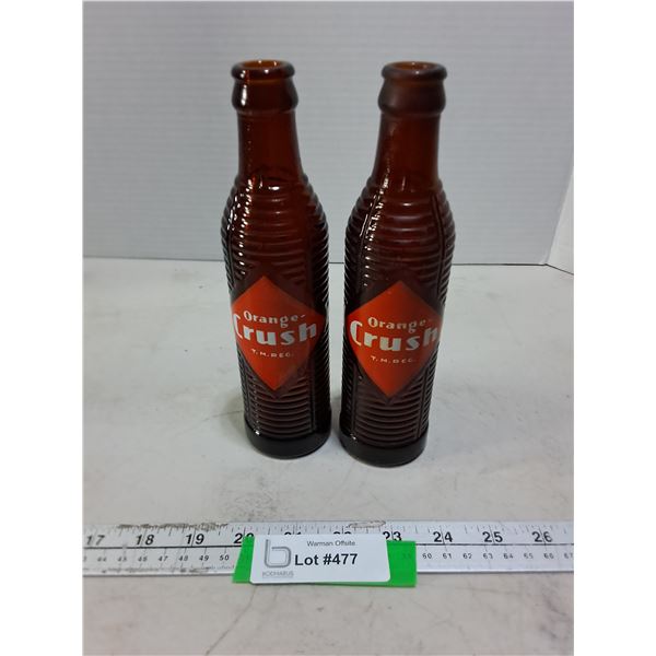 (2) Vintage Orange Crush Glass Bottles
