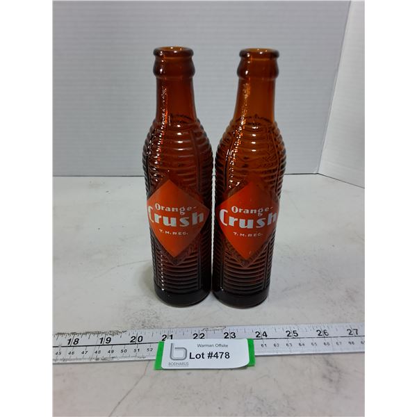 (2) Vintage Orange Crush Glass Bottles