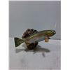 Image 5 : Wood Slab 27" x 10" "Canoes for Rent" Sign w/Attached Fish Tackle, Salmon Ornament - PICK UP